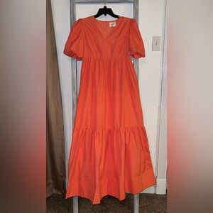 Tuckernuck/Hyacinth House Orange V-Neck Taryn Maxi Dress Size M, NWTS